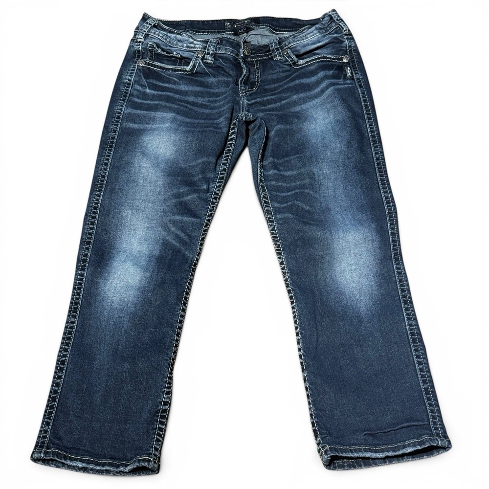 Silver Jeans Suki Cropped Jeans Women's W29 Dark Wash - Picture 2 of 7